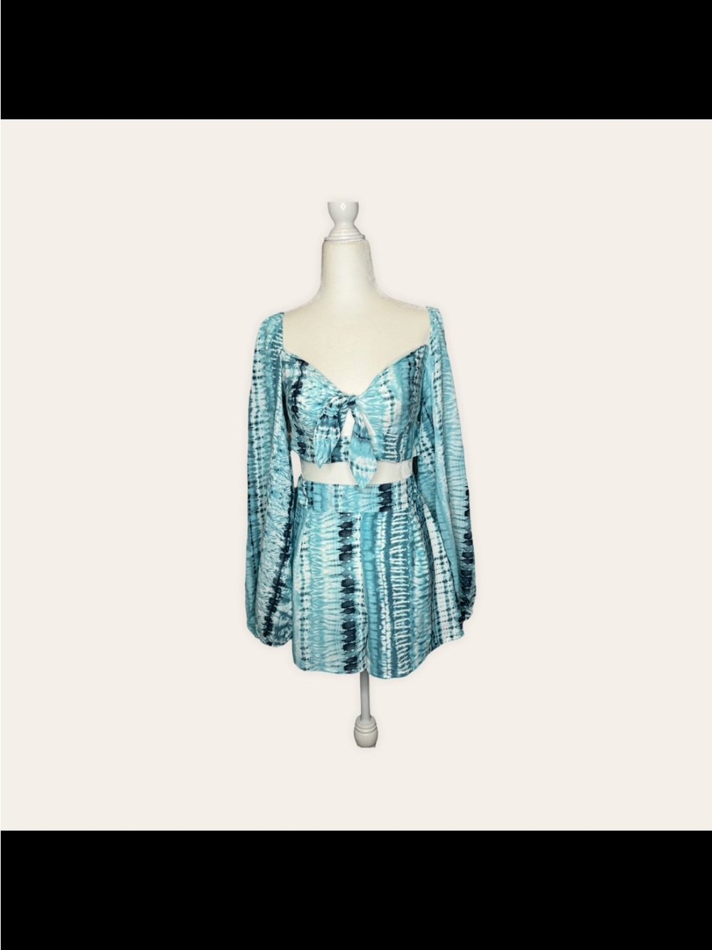 Tie-Front Blue Tie-Dye Crop Top